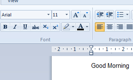 WordPad chosen font