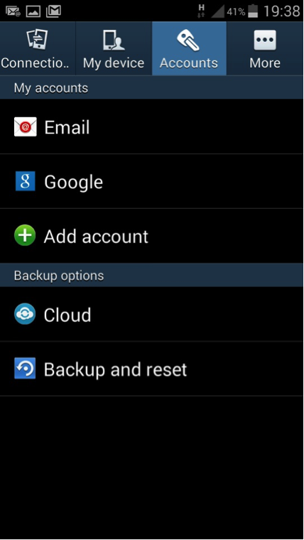 Android email settings