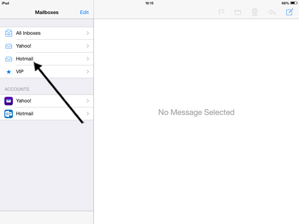 Email inbox on an iPad