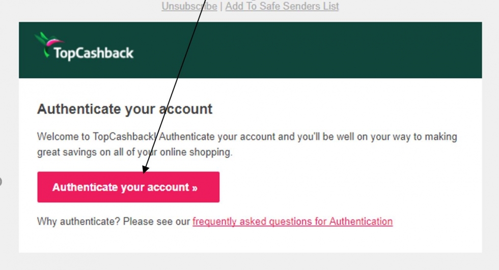 authenticate your topcashback account