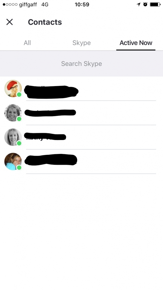 contacts active on skype