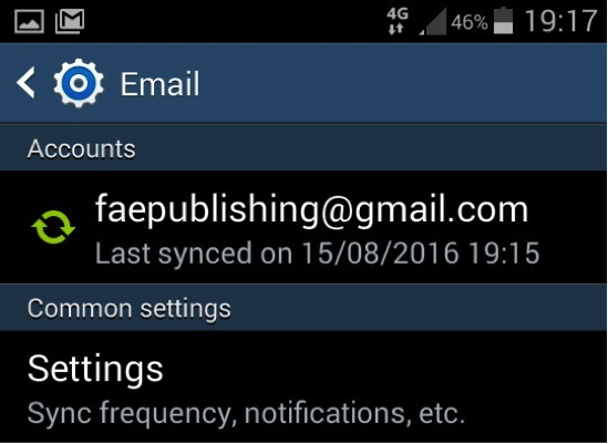 Email settings screenshot Android