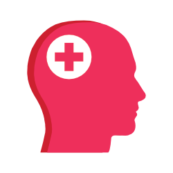 outline of person's head with medical icon