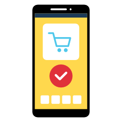 Mobile phone displaying online shopping