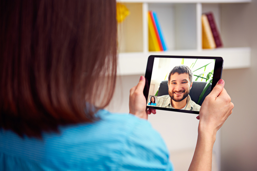 Talking on video link