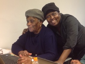 two women at a computer