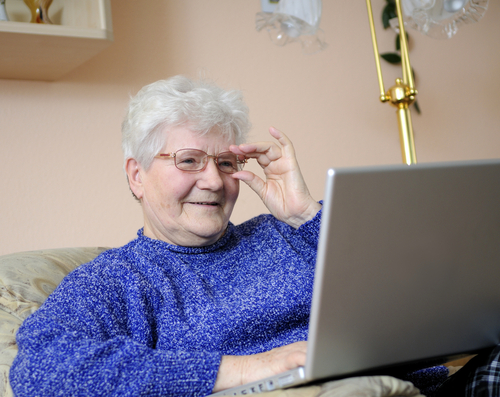 lady looking at the computer