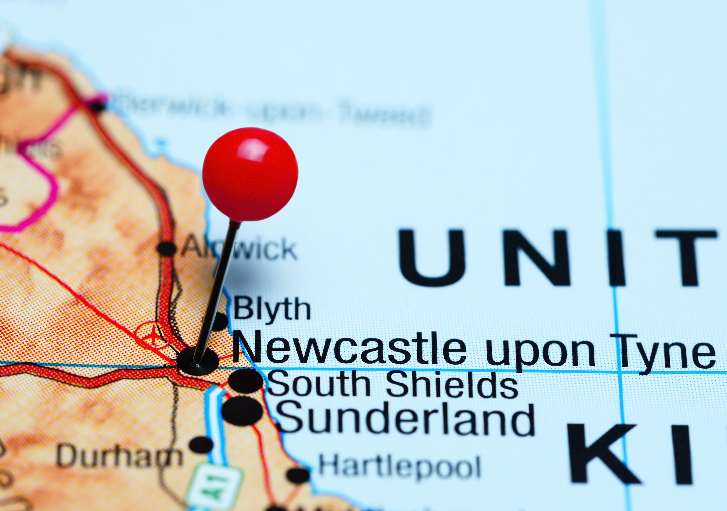map with newcastle highlighted