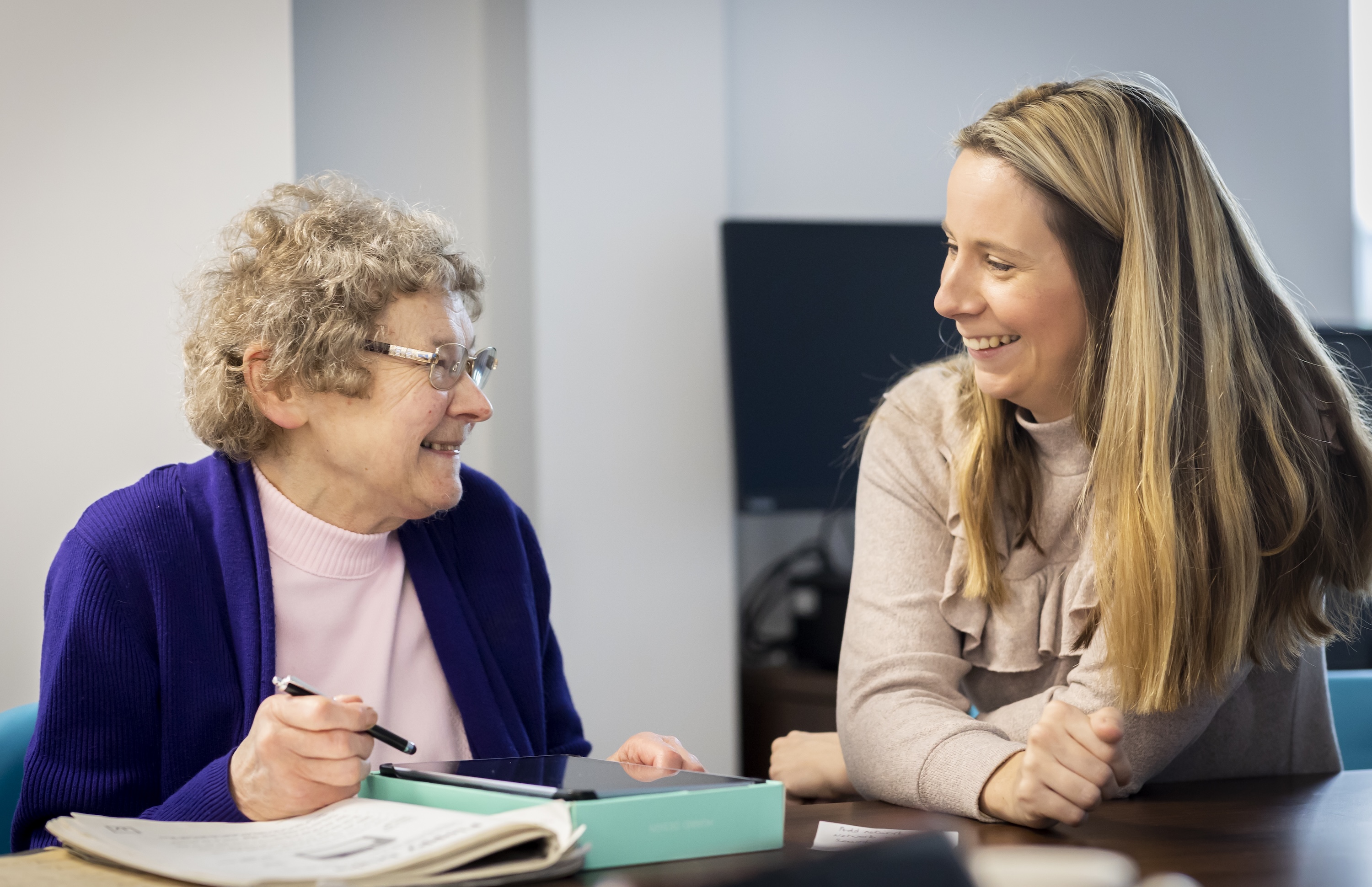 two women laughing