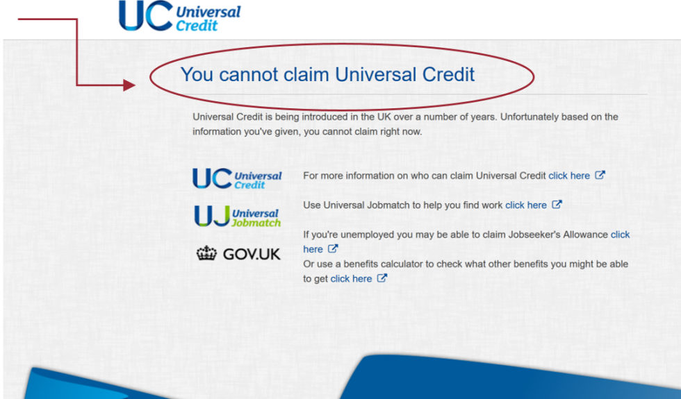 You cannot claim universal credit