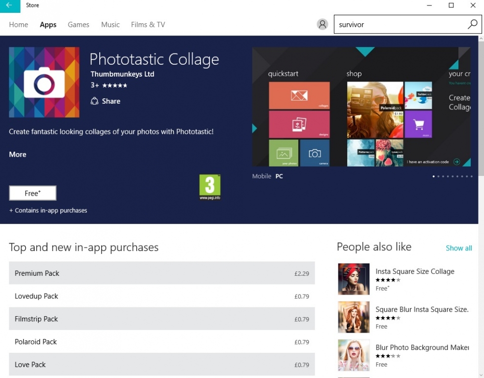 Windows App Store screenshot