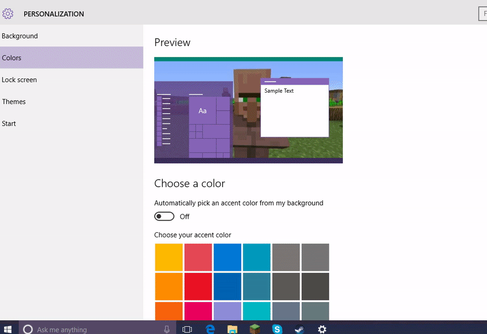 Changing background colour in Windows 10 animated gif