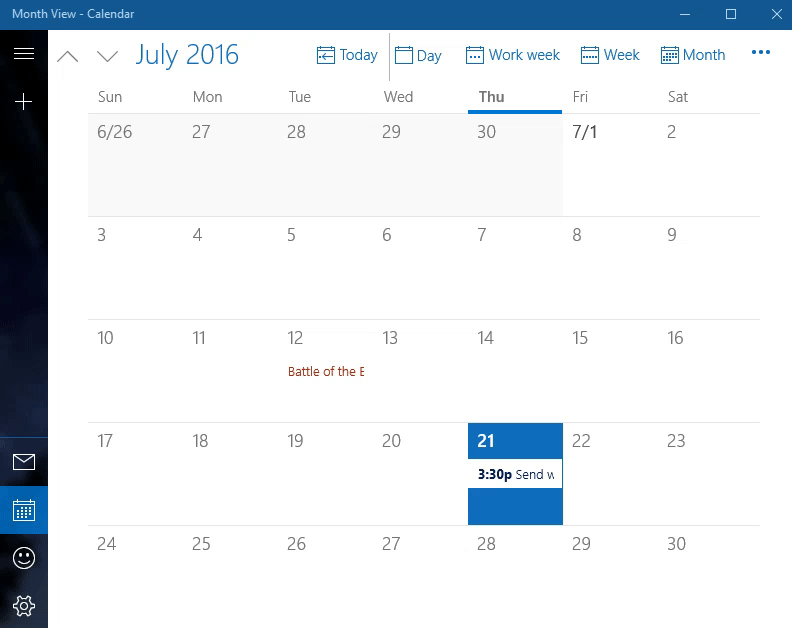 Making a calendar appointment in Windows animated gif