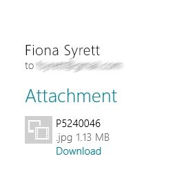 Windows 8 mail - receiving an attachment