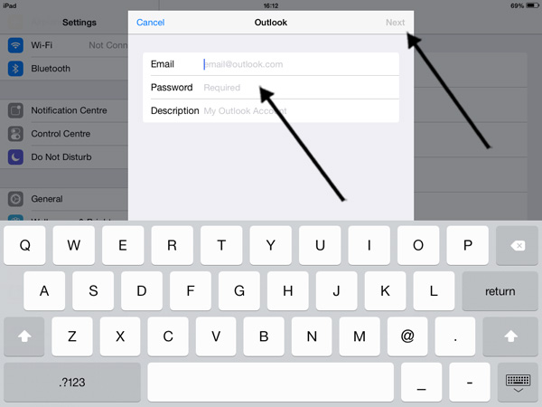 Setting up an email account on an iPad 
