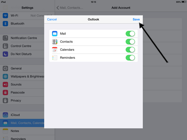 Setting up an email account on an iPad