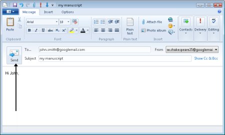 Windows live mail send