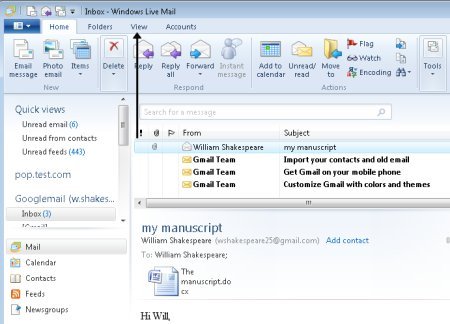 Windows live mail features