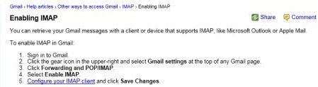 Enable settings via gmail