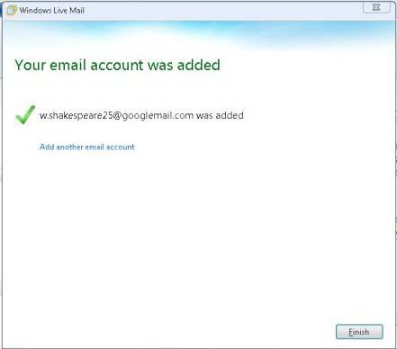Windows live mail finish
