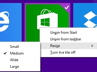 How to resize a tile in Windows 8.1