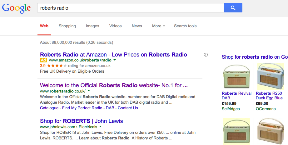 Search results for 'roberts radio' on Google