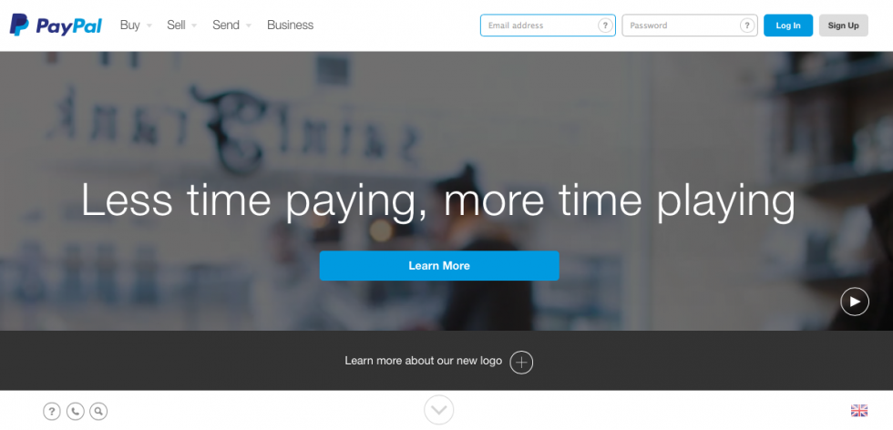 PayPal homepage