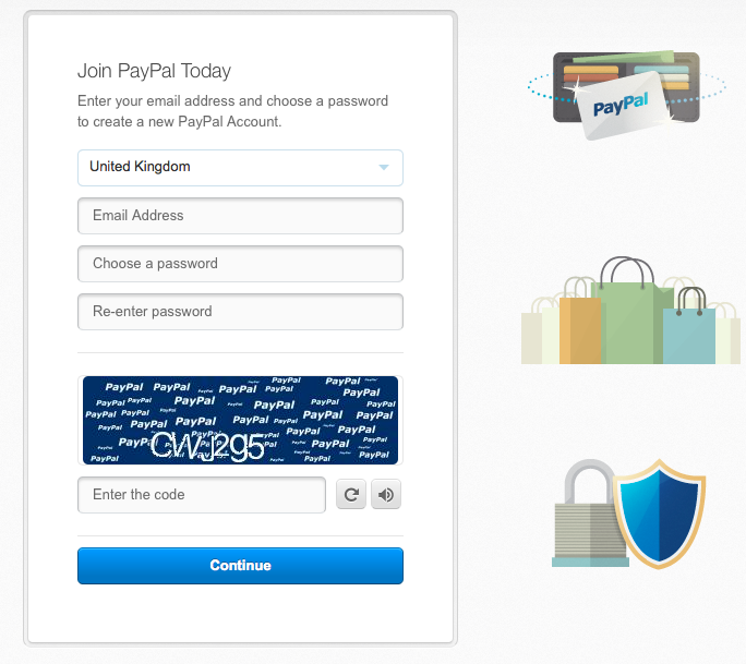 Signing up pay for PayPal