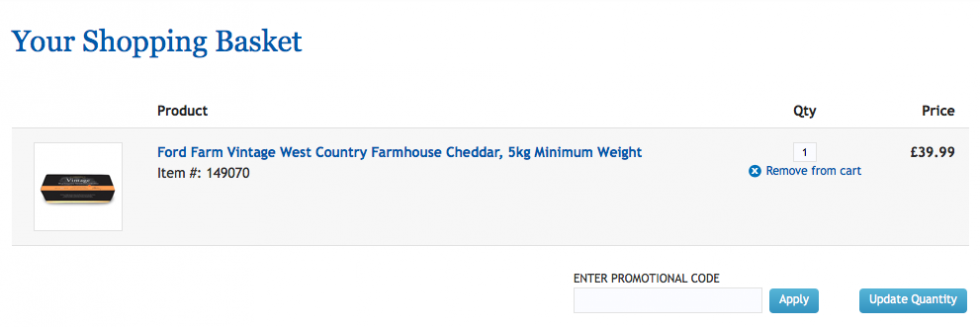 Shopping basket contents on CostCo website