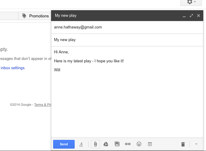 Composing an email in Gmail