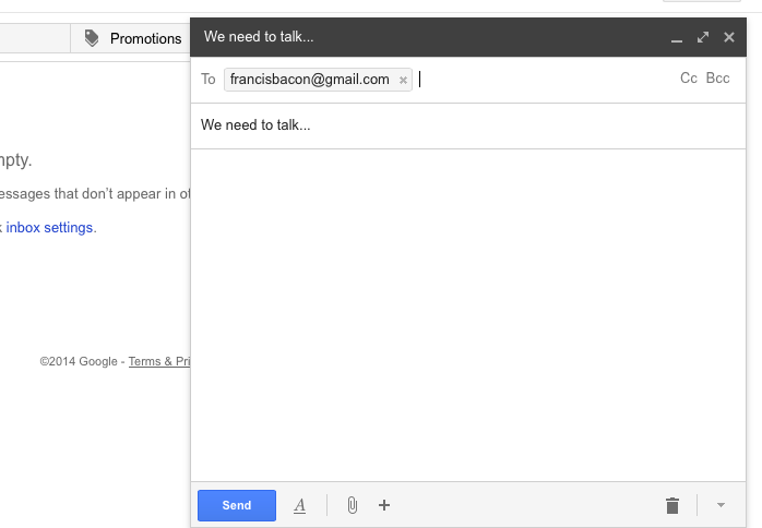 Composing an email in Gmail