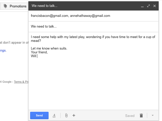 Sending an email in Gmail
