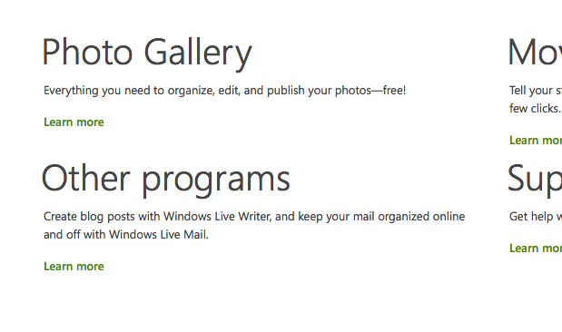 Choosing Windows Essentials programs from the Microsoft website