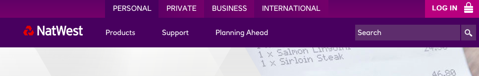 Natwest website log in button