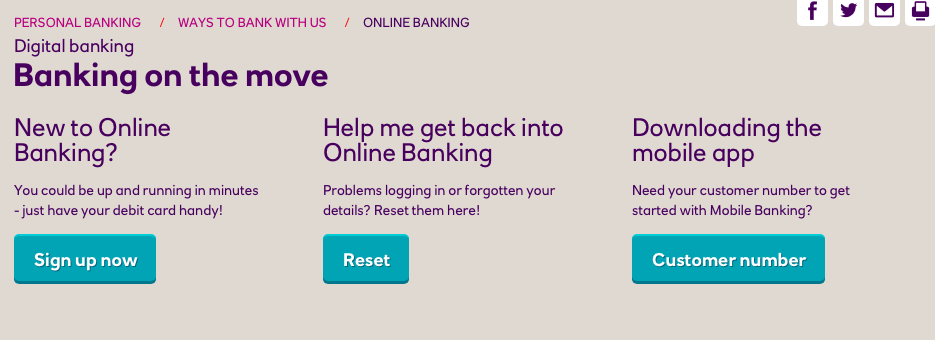 Banking on the move page on Natwest website