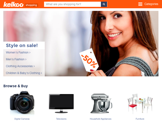 Kelkoo home page