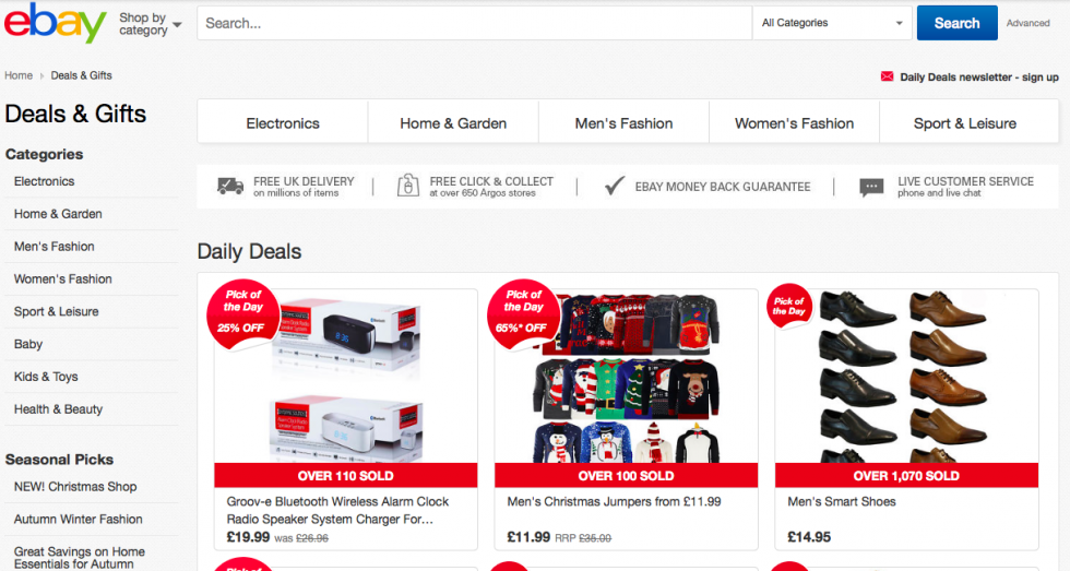 Ebay daily deals page