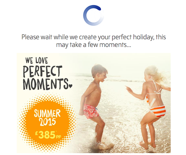 Thomas Cook searching for results message