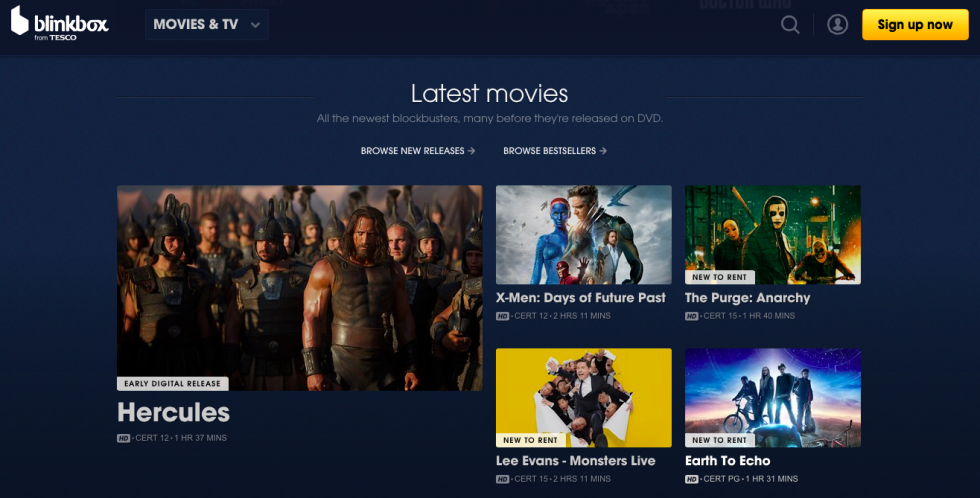 Blinkbox homepage