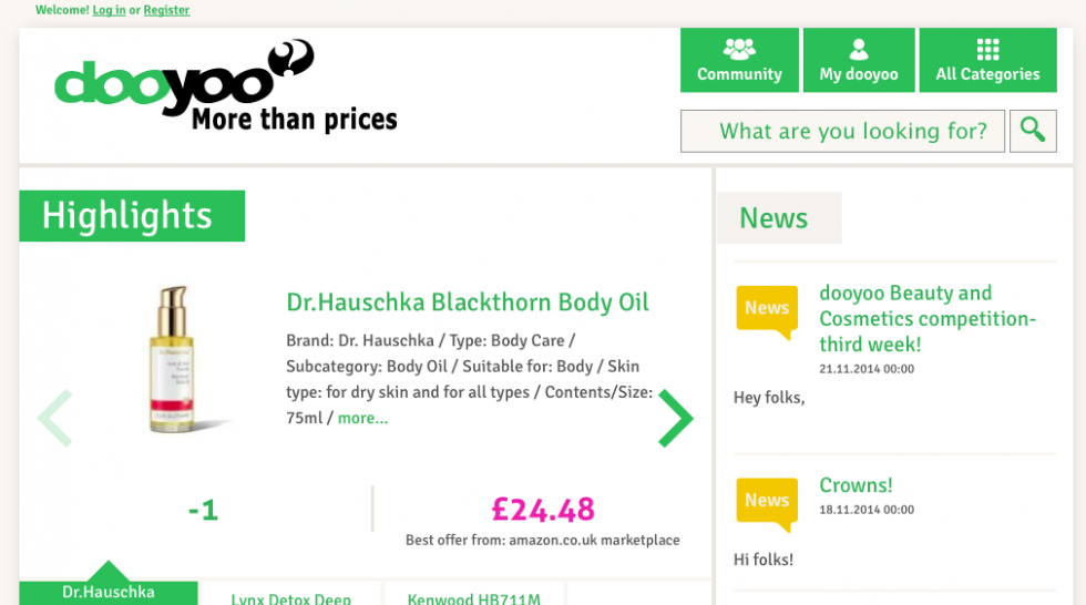 Dooyoo homepage