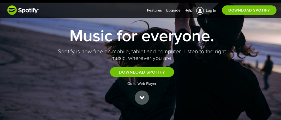 Spotify homepage