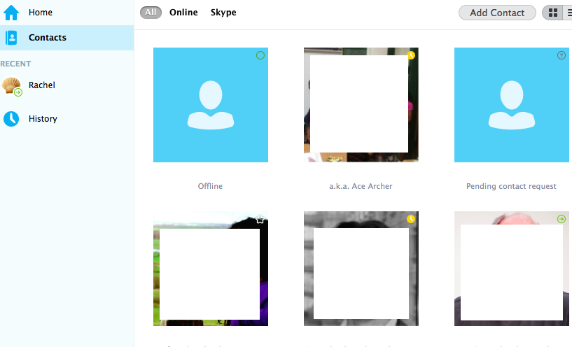 Skype contacts page