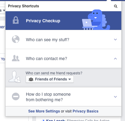 Who can contact me? menu on Facebook
