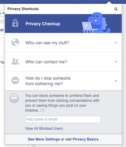 Blocking options on Facebook