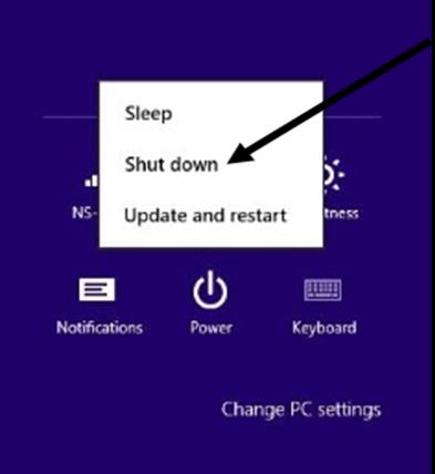 shut down Windows 8