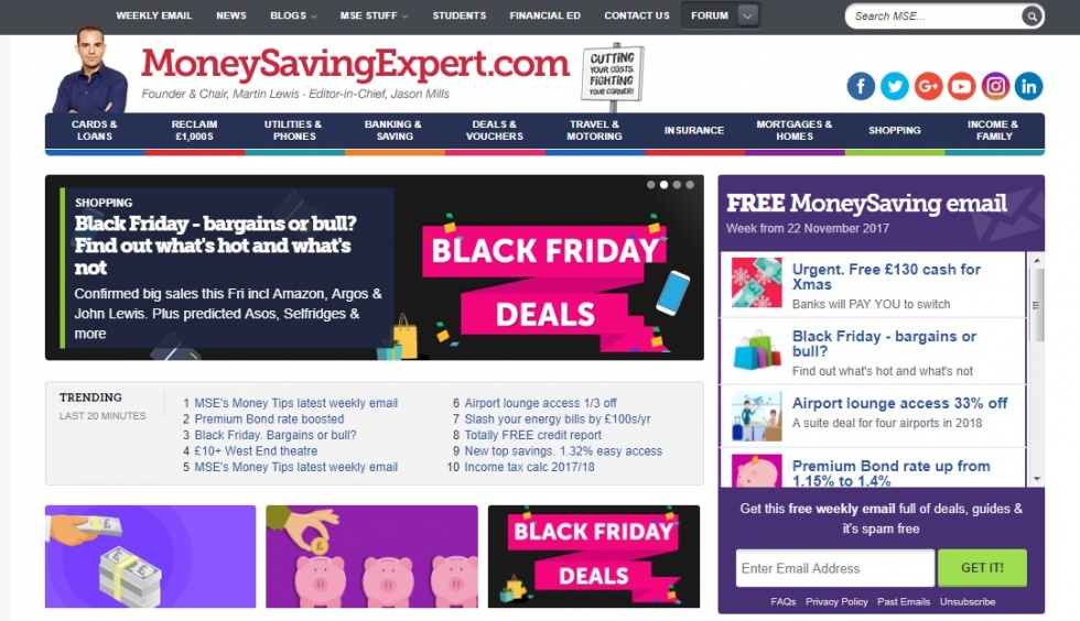 picture of the moneysavingexpert webste 