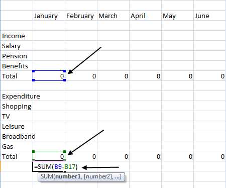 Spreadsheet AutoSum function