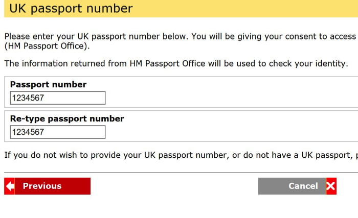 Apply for a provisional driving licence passport number page