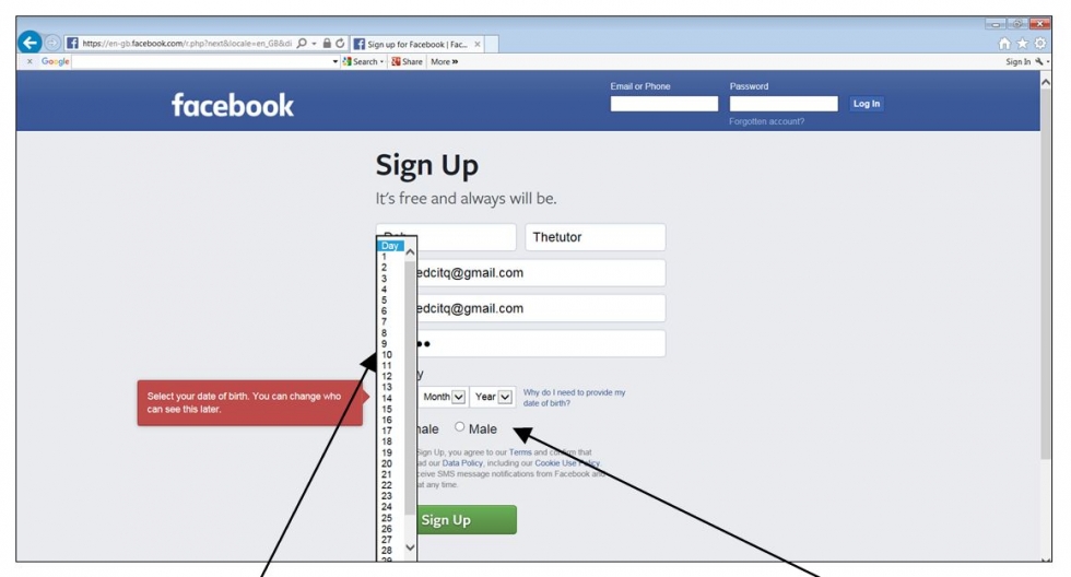 facebook sign up