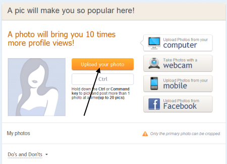 Upload your photo button